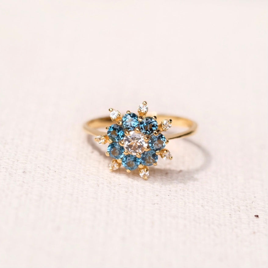 Fleur Rings - London Blue Topaz