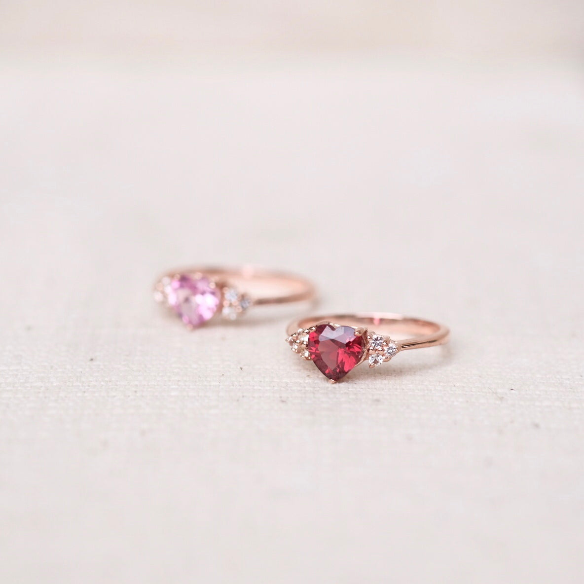 Joli Heart Rings - Garnet