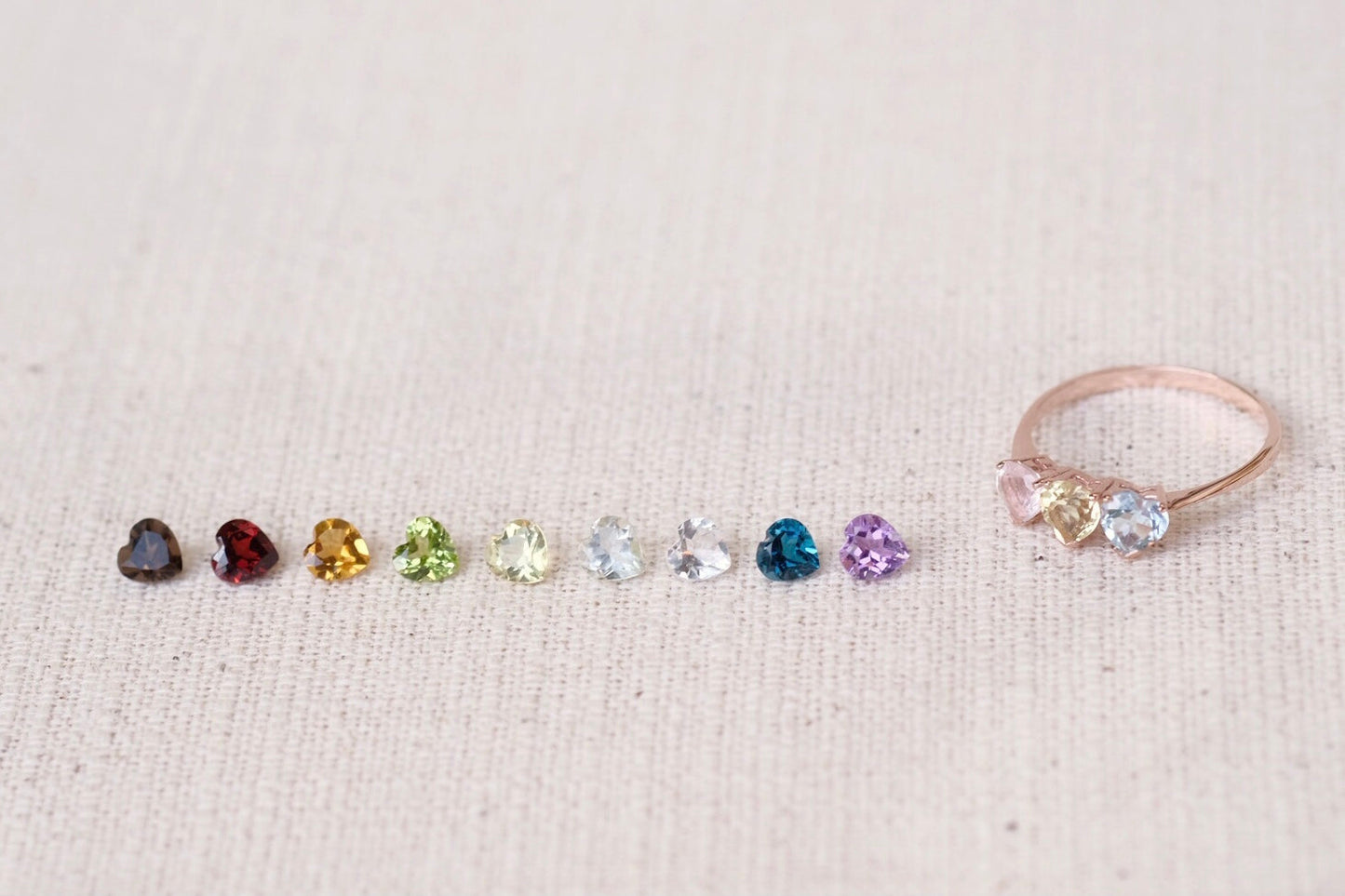 Leonie Rings - Lemon Quartz, Rose Quartz, Sky Blue Topaz