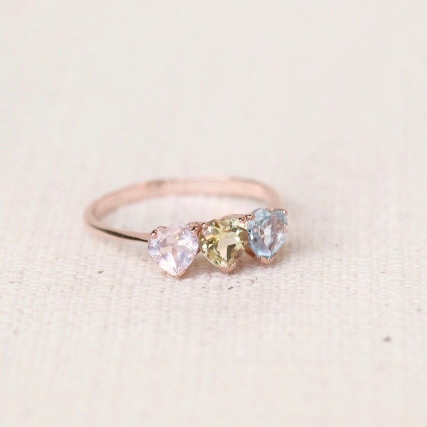 Leonie Rings - Lemon Quartz, Rose Quartz, Sky Blue Topaz