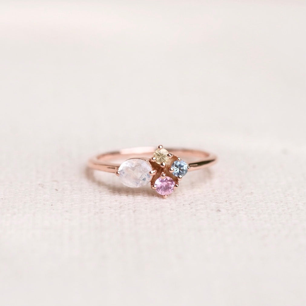 Mince Rings - Rainbow Moonstone & Multi Sapphire