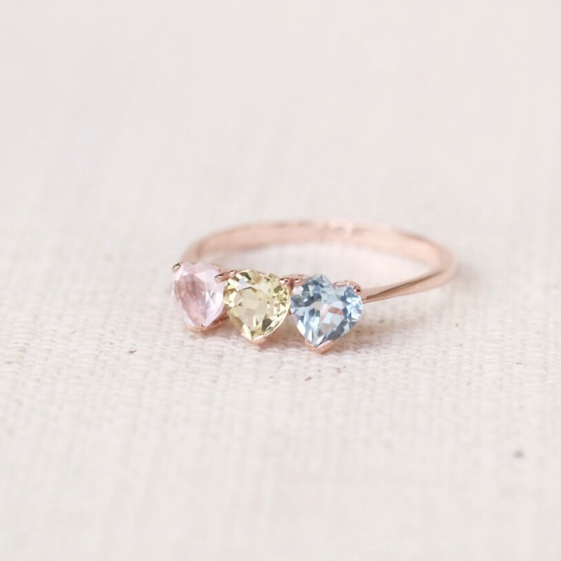 Leonie Rings - Lemon Quartz, Rose Quartz, Sky Blue Topaz