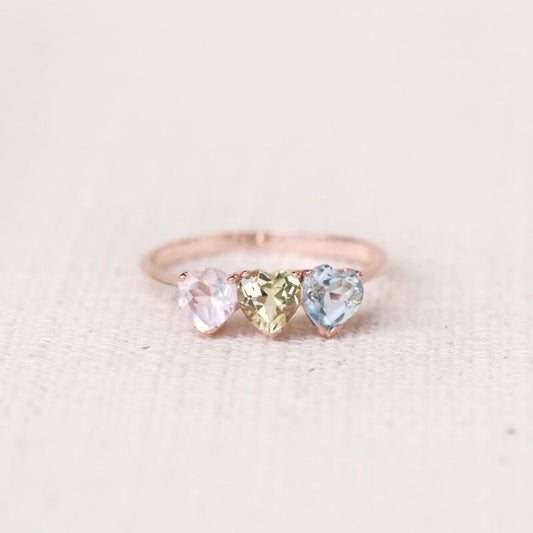 Leonie Rings - Lemon Quartz, Rose Quartz, Sky Blue Topaz