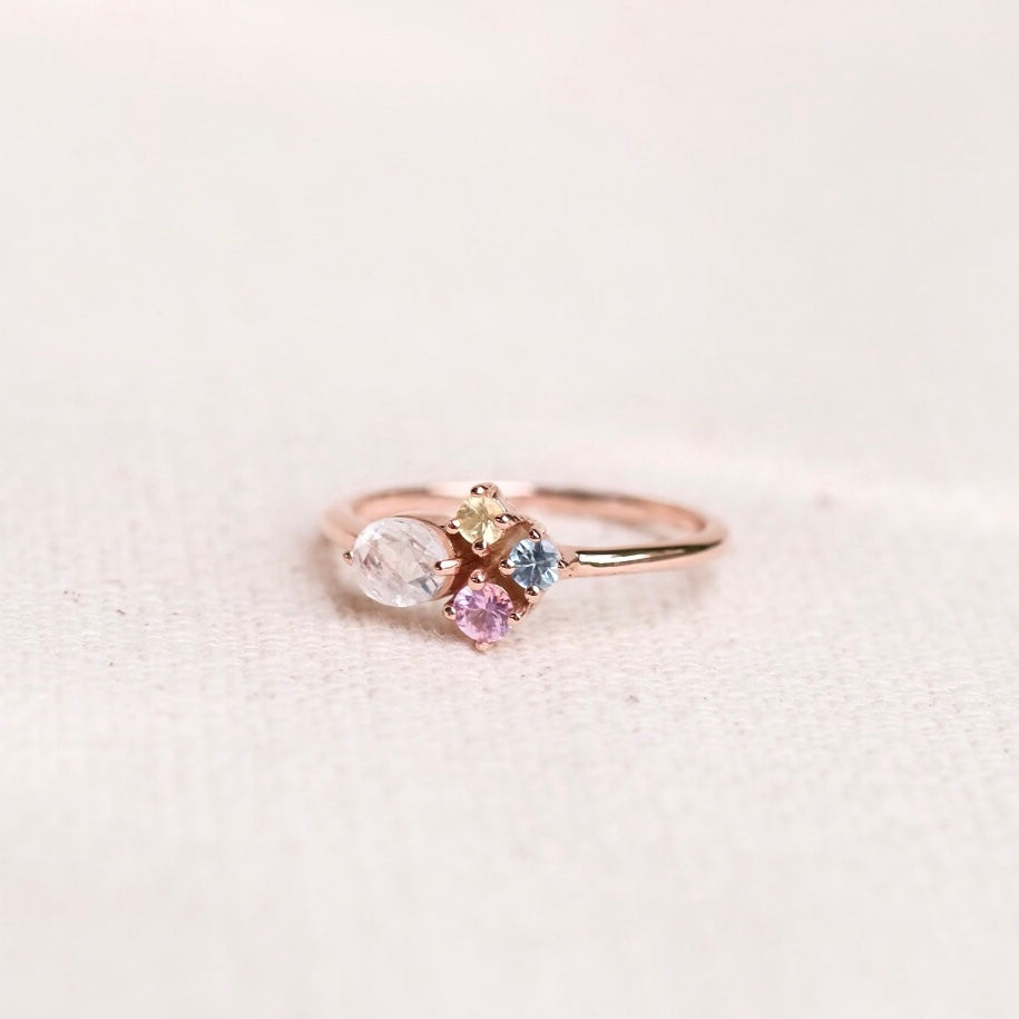 Mince Rings - Rainbow Moonstone & Multi Sapphire