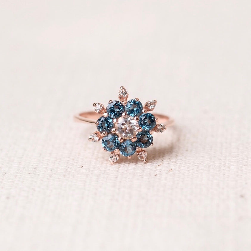 Fleur Rings - London Blue Topaz