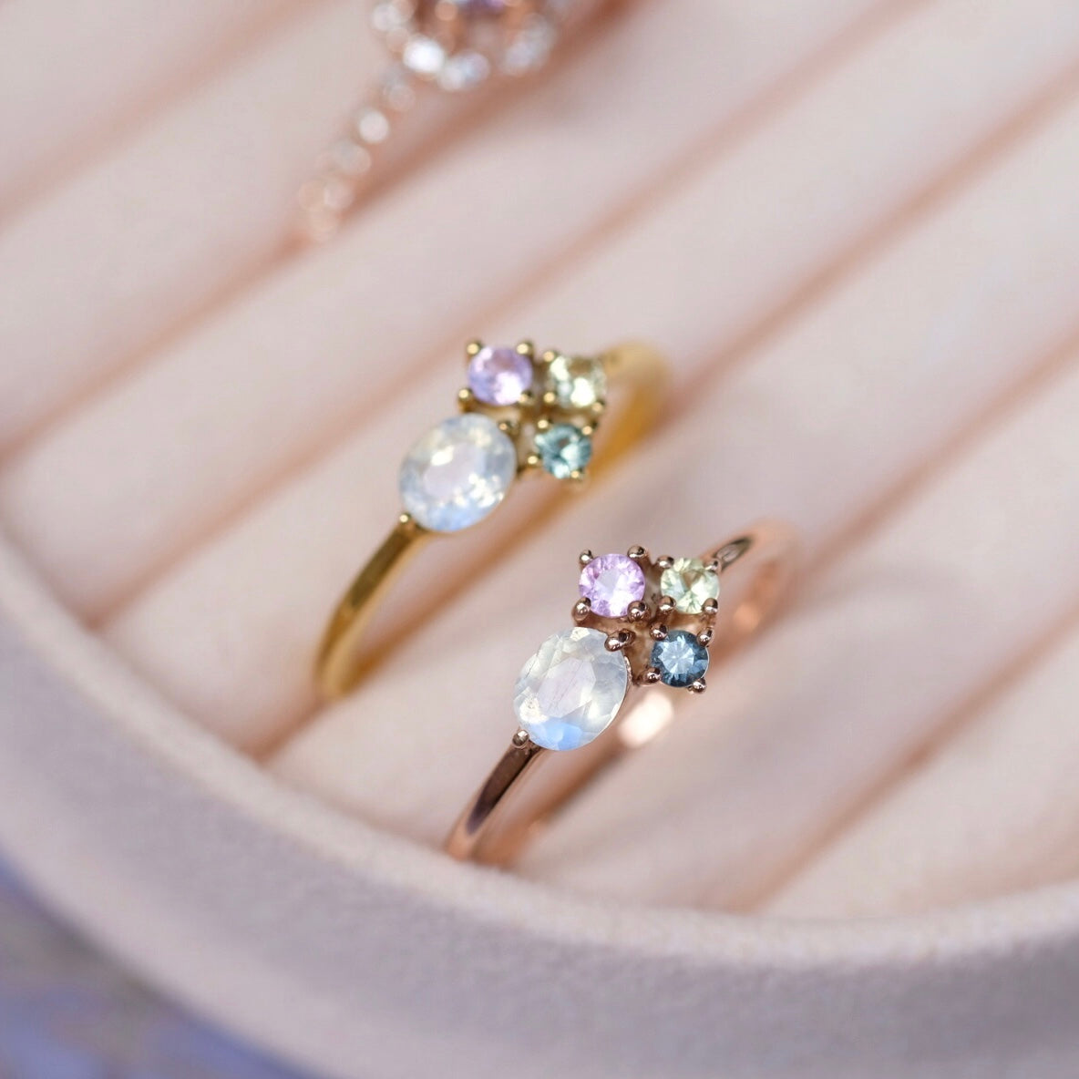Mince Rings - Rainbow Moonstone & Multi Sapphire