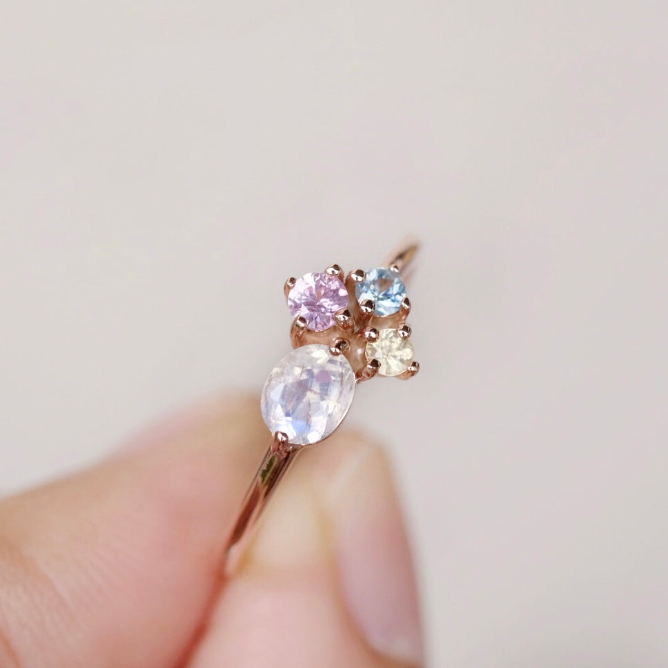 Mince Rings - Rainbow Moonstone & Multi Sapphire