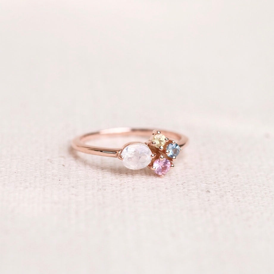 Mince Rings - Rainbow Moonstone & Multi Sapphire