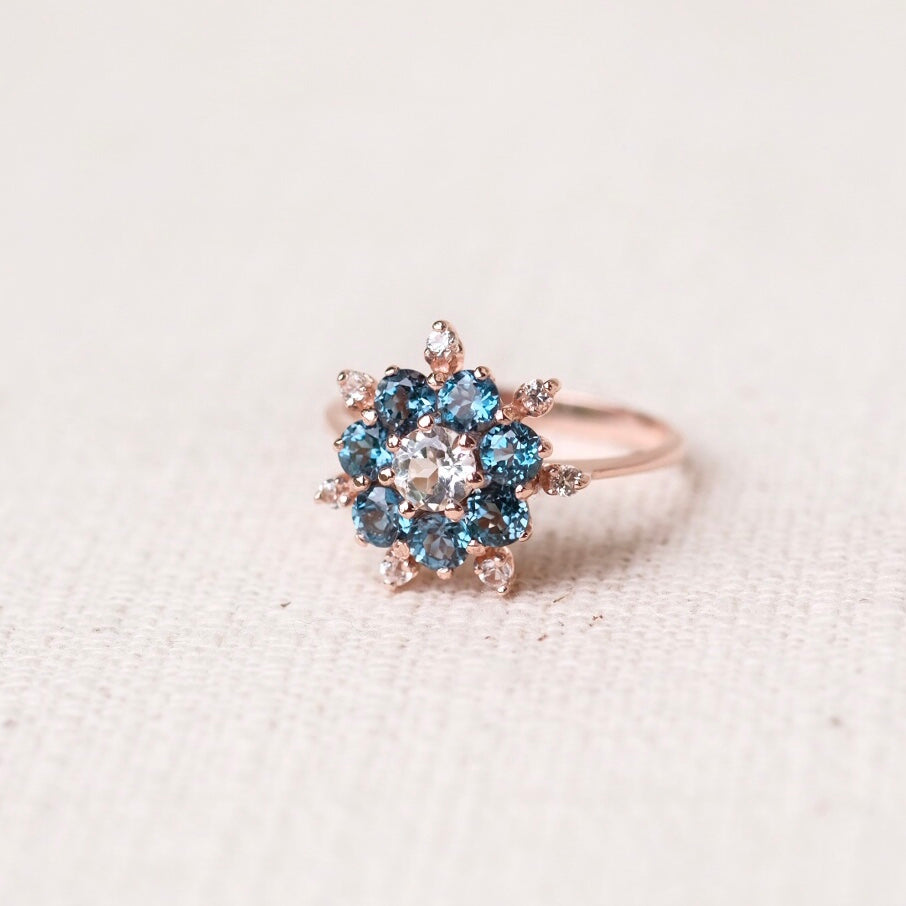 Fleur Rings - London Blue Topaz