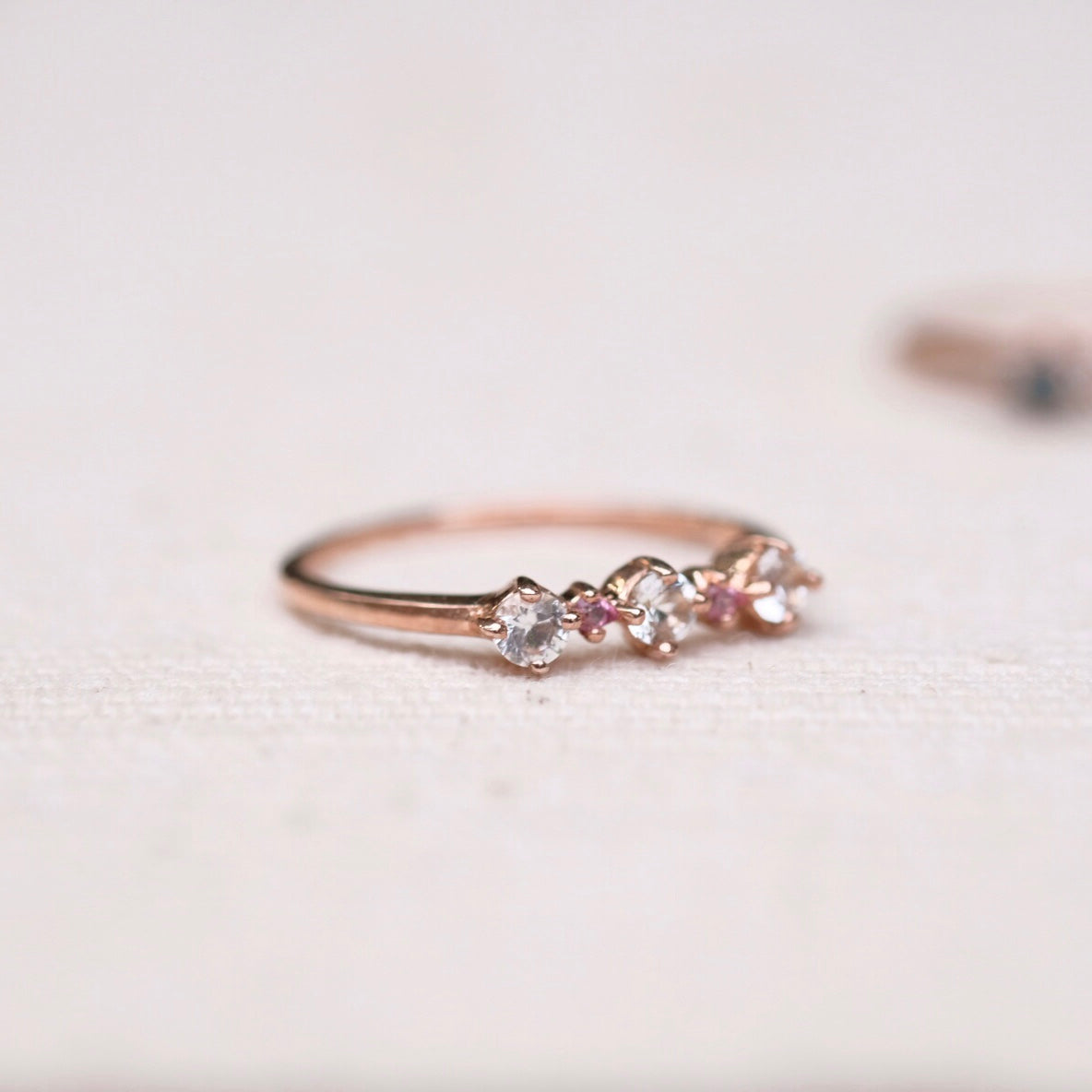 Sirine Rings - White Topaz & Pink Sapphire