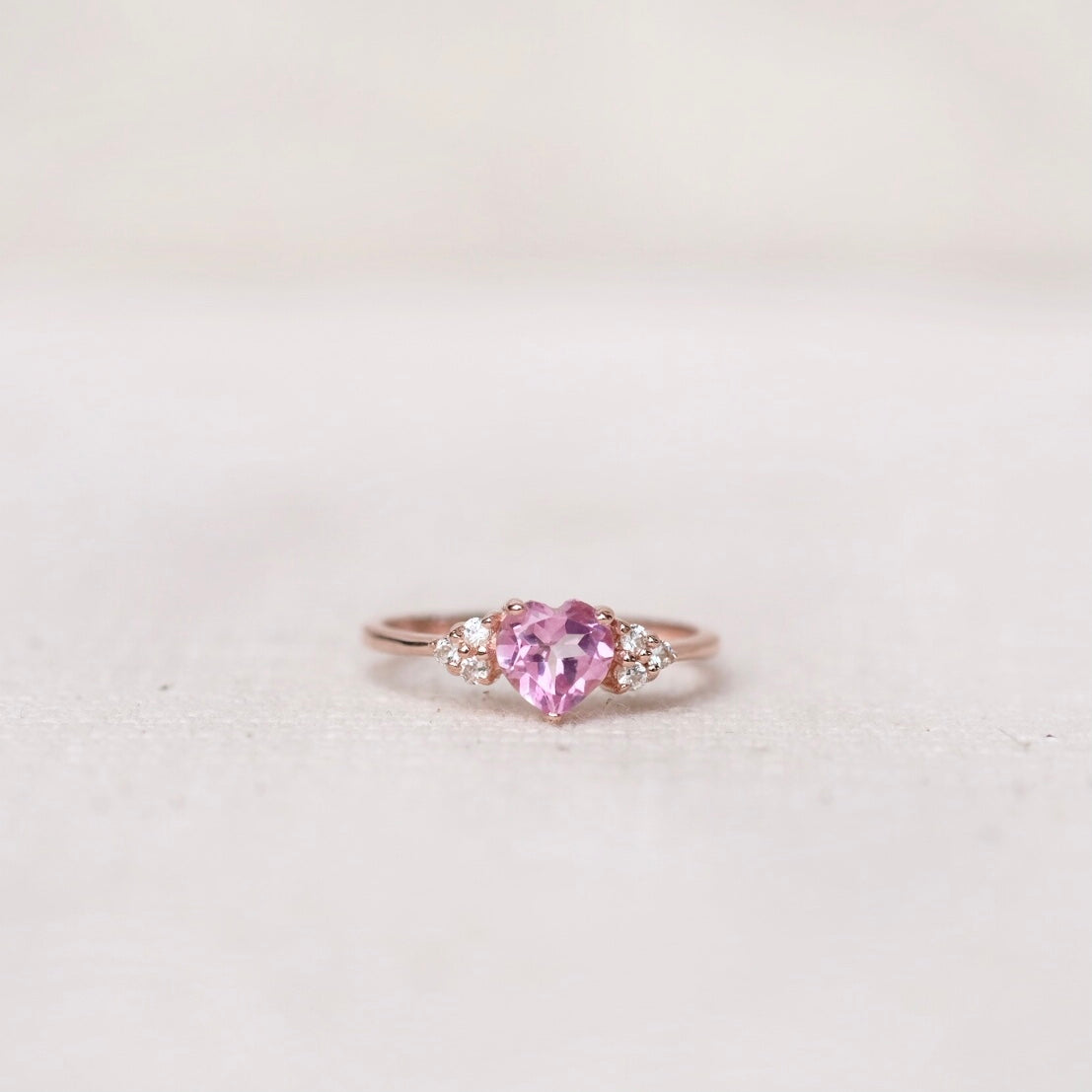Joli Heart Rings - Pink Topaz