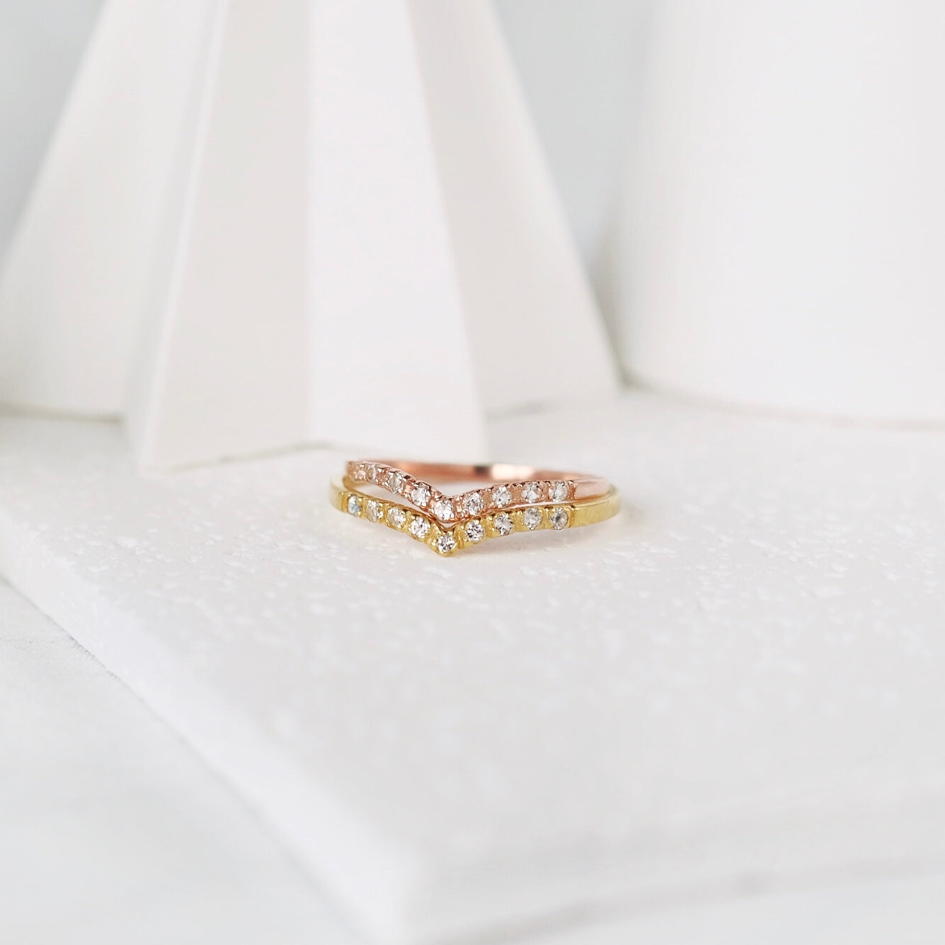 V Rings - White Topaz