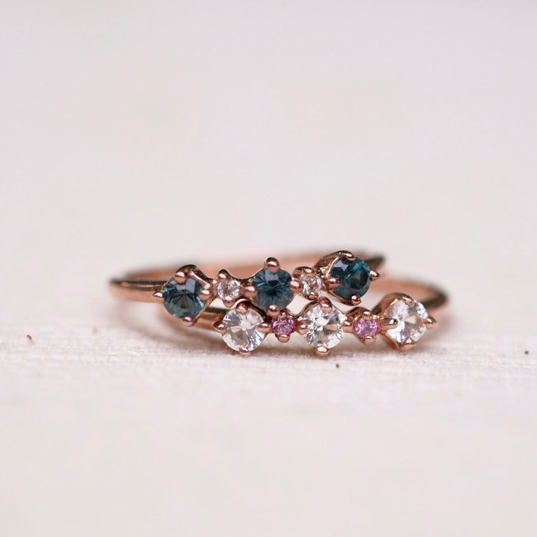 Sirine Rings - White Topaz & Pink Sapphire