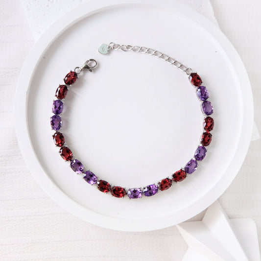 Eleanor Bracelets - Amethyst & Garnet