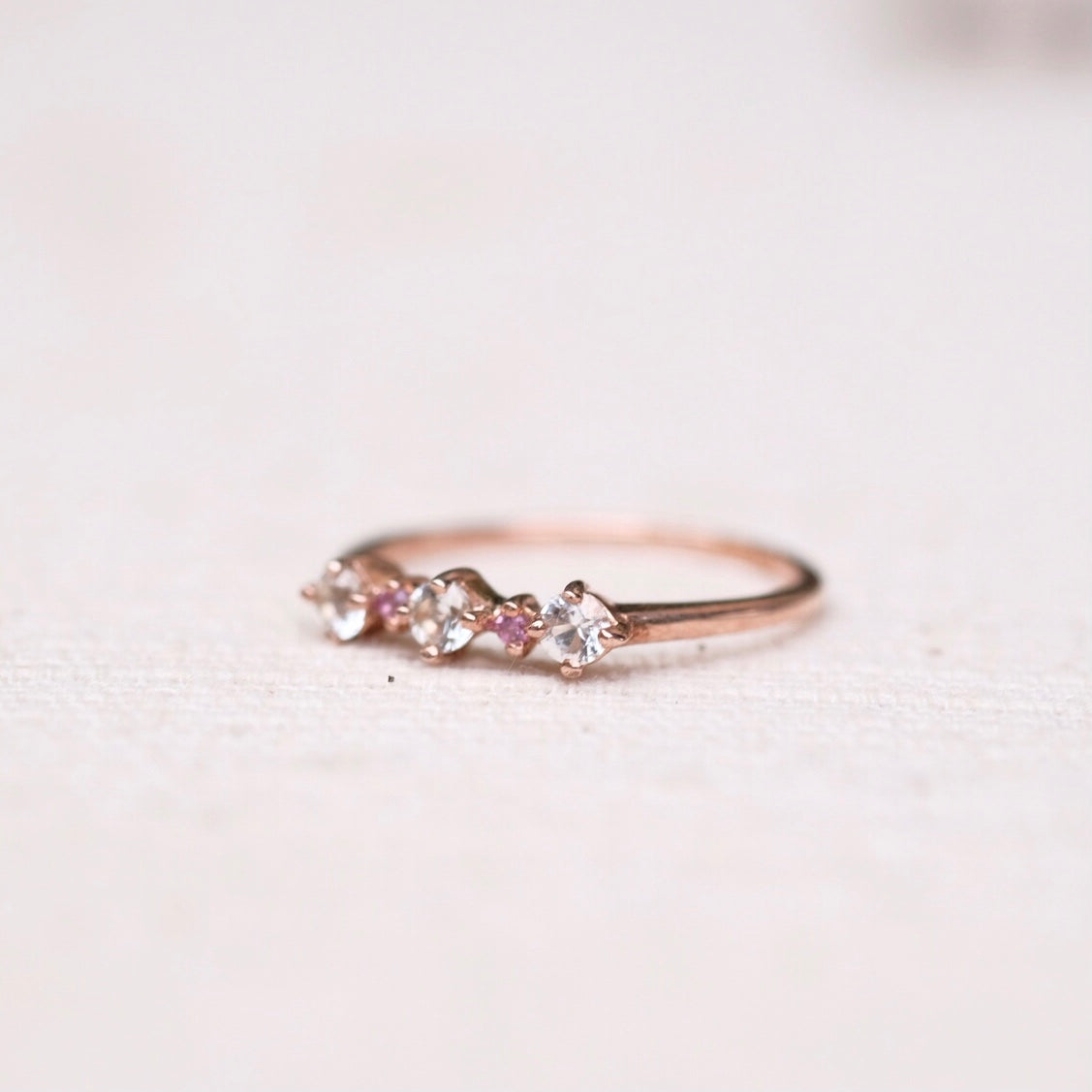 Sirine Rings - White Topaz & Pink Sapphire