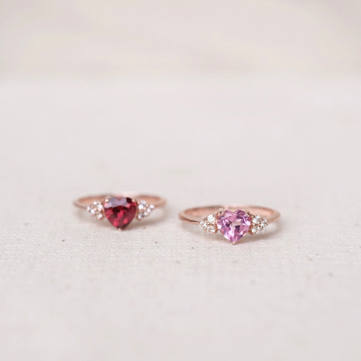 Joli Heart Rings - Pink Topaz