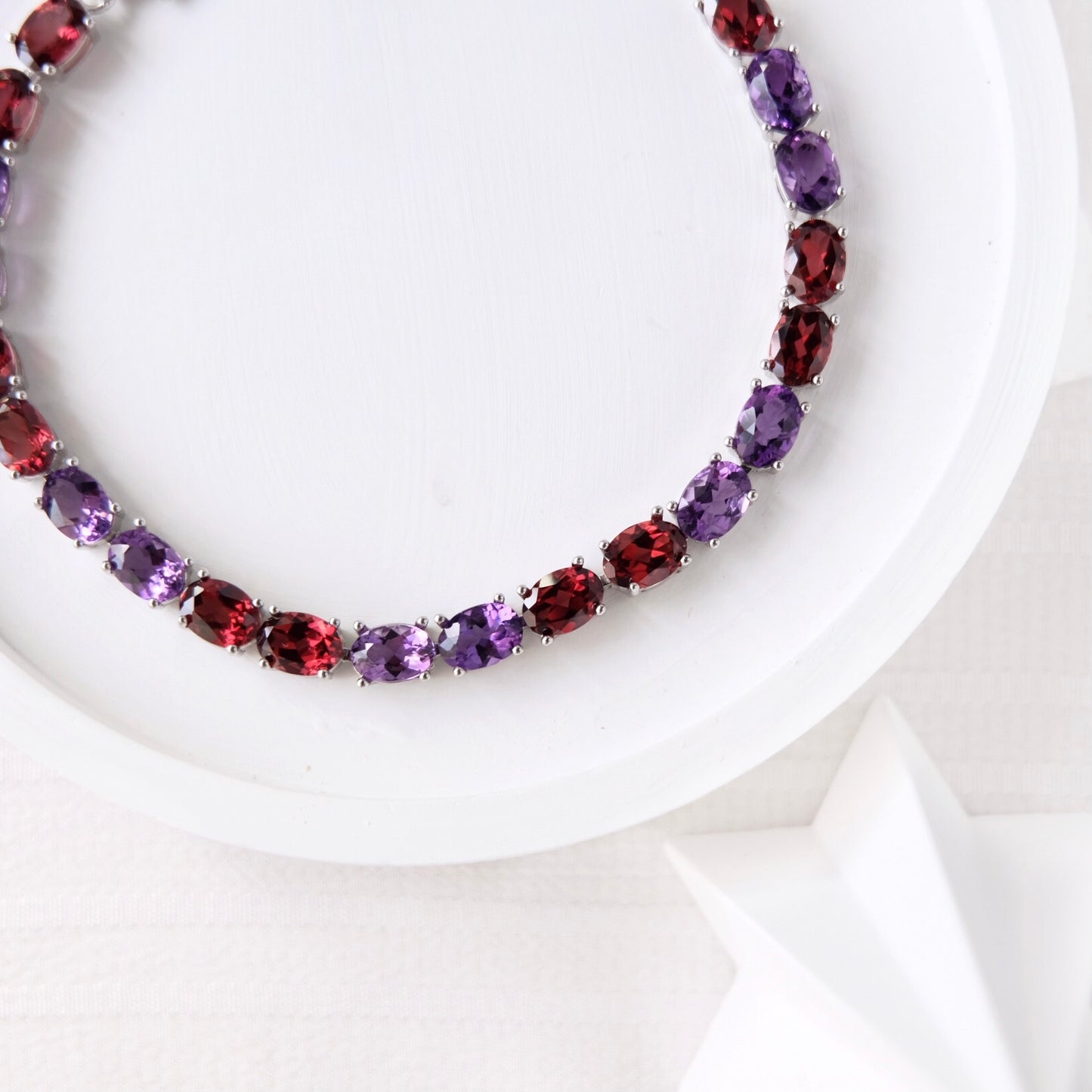 Eleanor Bracelets - Amethyst & Garnet