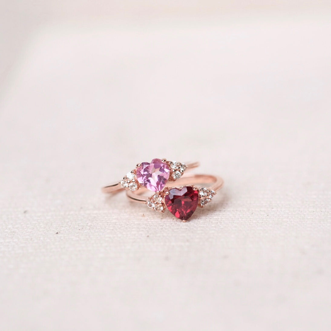 Joli Heart Rings - Garnet
