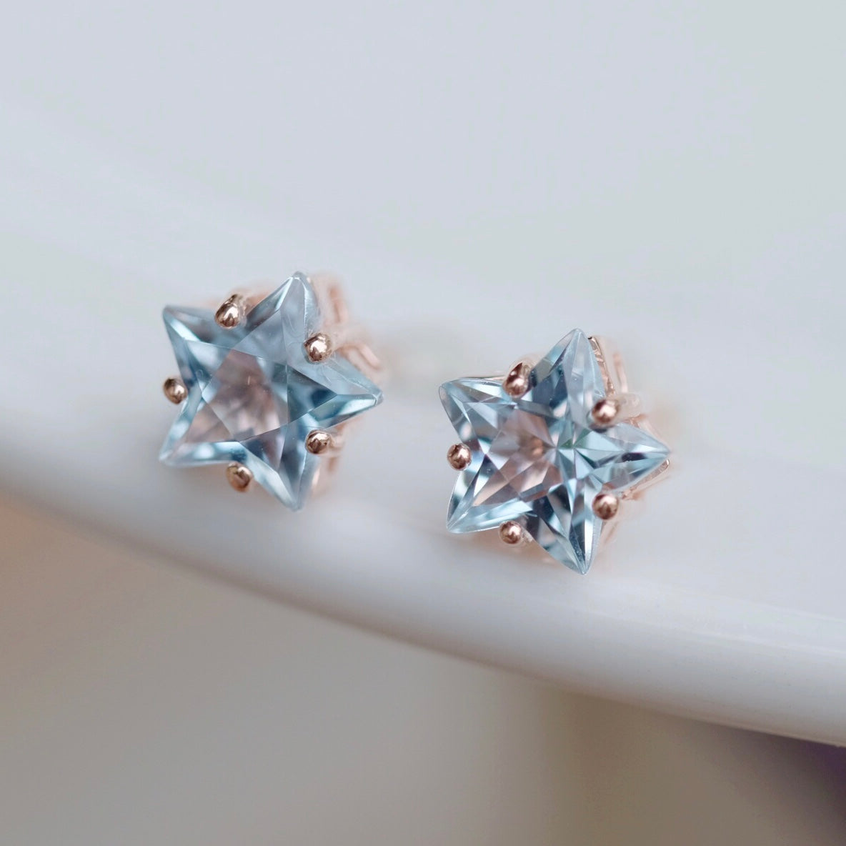 Aglae Star Earrings - Sky Blue Topaz